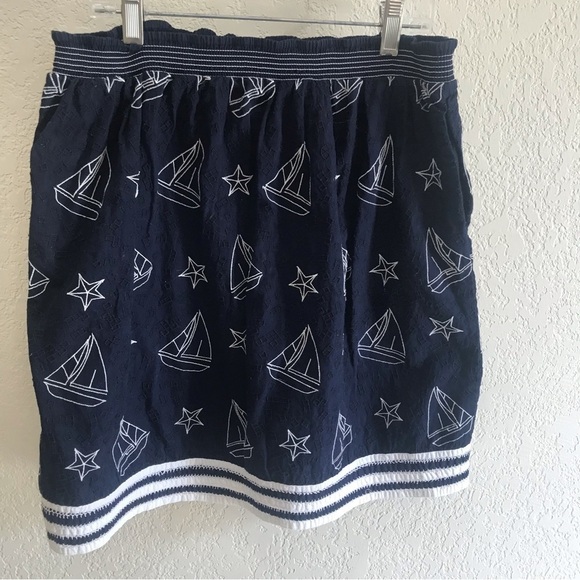 2 for $26 Anthropologie Postmark STAR CHART SKIRT Sailboats - Navy - Small - Picture 6 of 6